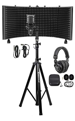 Rockville Pro Recording Studio Microphone Mic+Isolation Shield+Headphones+Stand