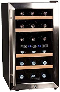 Koldfront TWR187ESS 18 Bottle Free Standing Dual Zone Wine Cooler, Black and Stainless Steel