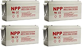 NPP NPD12-150Ah AGM Rechargeable Deep Cycle Sealed Lead Acid 12V 150Ah Battery with Button Style Terminals (4 pcs)