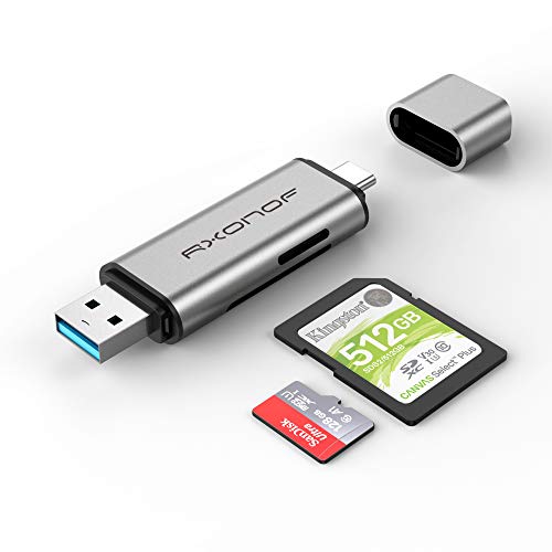 SD Card Reader 2 in 1, Rxonof USB-C and USB A Memory Card Reader 2 in 1 USB Card Reader OTG Card Adapter for SD, Micro SD, SDHC, SDXC, MMC Card Compatible with Mac, Windows, Linux, PC, Laptop