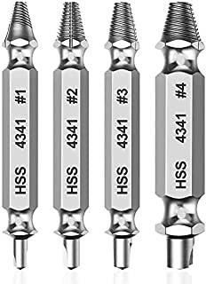 Damaged Screw Extractor Set, HSS 4341, Easily Remove Stripped and Broken Screws, Bolt Extractor Kit (4Pcs)