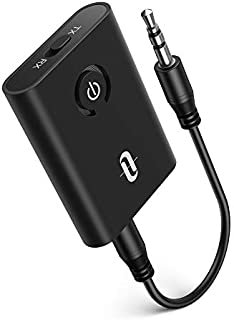 TaoTronics Bluetooth 5.0 Transmitter and Receiver, 2-in-1 Wireless 3.5mm Adapter (Low Latency, 2 Devices Simultaneously, For TV/Home Sound System/Car/Nintendo Switch)