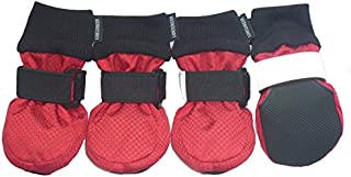 LONSUNEER Winter Paw Protector Dog Boots Waterproof Soft Sole and Nonslip Set of 4 Color Red Size Medium