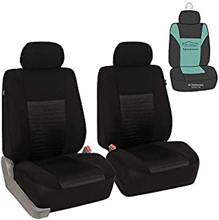 FH Group FB060102 Trendy Elegance Pair Set Bucket Car Seat Covers, (Airbag Compatible) w. Gift, Solid Black Color-Fit Most Car, Truck, SUV, or Van