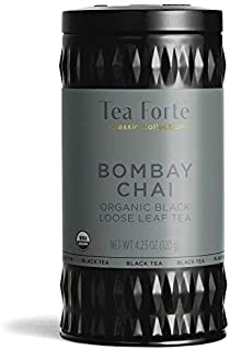 Tea Forte Organic Black Tea Bombay Chai, Makes 35-50 Cups, 4.23 Ounce Loose Leaf Tea Canister