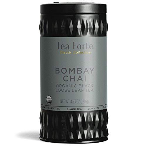 Tea Forte Organic Black Tea Bombay Chai, Makes 35-50 Cups, 4.23 Ounce Loose Leaf Tea Canister