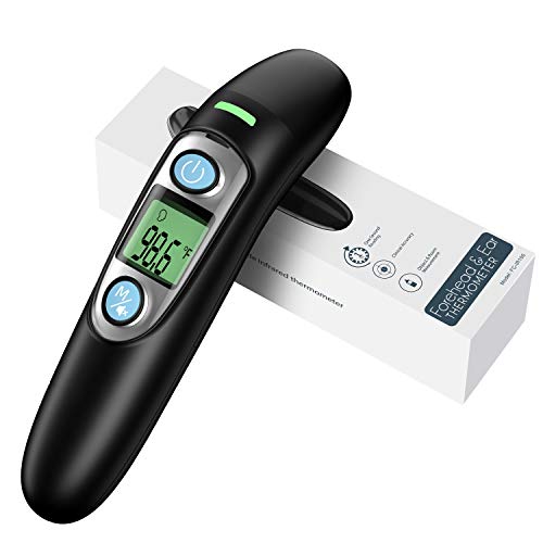 Forehead and Ear Thermometer for Fever, Basal Infrared Thermometer with Alarming Beep, Instant Accurate Reading for Adults, Kid and Baby