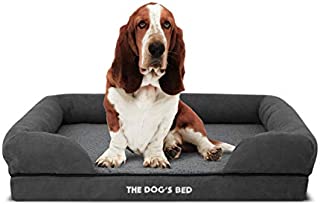 The Dogs Bed Orthopedic Dog Bed Medium Grey Plush 30x23.5, Premium Memory Foam, Pain Relief: Arthritis, Hip & Elbow Dysplasia, Post Surgery, Lameness, Supportive, Calming, Waterproof Washable Cover