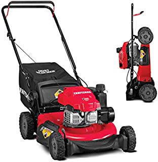 CRAFTSMAN 11A-U2V2791 3-in-1 149cc Engine Gas Powered Push Lawn Mower with Vertical Storage - Contractable Mower for Ease of Storage, Liberty Red,Red and Black