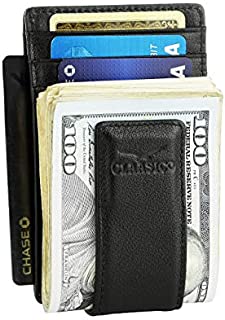 Money Clip Leather Wallet For Men Slim Front Pocket RFID Blocking with Super Strong Magnetic