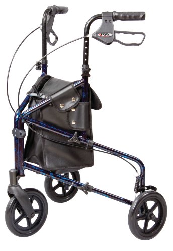 Carex 3 Wheel Walker for Seniors, Foldable, Rollator Walker with Three Wheels, Height Adjustable Handles