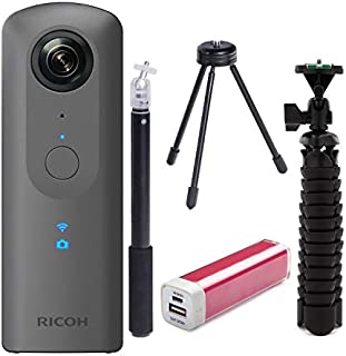 Ricoh Theta V 360-Degree Spherical 4K HD Digital Camera with/Original Selfie Stick + Tripod & Charger Advanced Kit