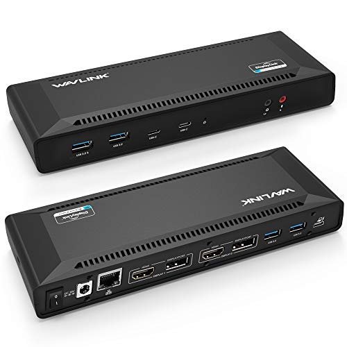 WAVLINK USB C Docking Station Dual 4K Display with 60W Charging/PD for Windows Mac OS Systems, Single 5K@60Hz / Dual 4K@60Hz (2 HDMI and 2 DP, Gigabit Ethernet, 2 Type C, 4 USB 3.0)