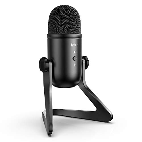 FIFINE USB Podcast Microphone for Recording Streaming on PC and Mac,Condenser Computer Gaming Mic for PS4.Headphone Output&Volume Control,Mic Gain Control,Mute Button for Vocal,YouTube.(K678)