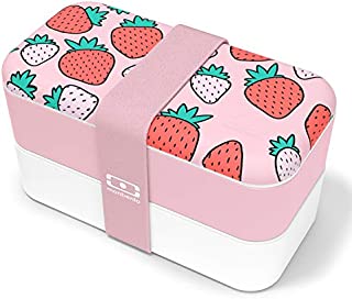 monbento - MB Original Graphic Strawberry bento Box - 2 Tier Leakproof Lunch Box for Work/School Lunch Packing and Meal prep - BPA Free - Food Grade Safe Food containers