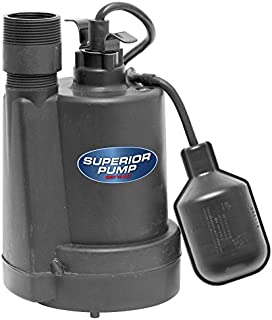 Superior Pump 92250 1/4-HP Thermoplastic Submersible Sump Pump with Tethered Float Switch