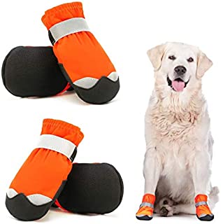 Dog Shoes for Large Medium Dogs Dog Booties Warm Lining with Adjustable Straps Rugged Anti-Slip Sole Paw - Dog Boot Sports Running Hiking Pet Boots - Protectors Comfortable Easy to Wear