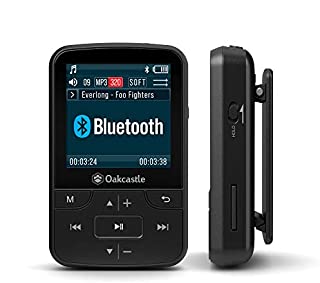 Oakcastle MP100 16GB Mini Portable MP3 Player with Bluetooth, FM Radio, Micro SD slot, Headphones + Waterproof Case Included, Expandable up to 128GB, plays FLAC & WAV files, Ideal for Running & Sports