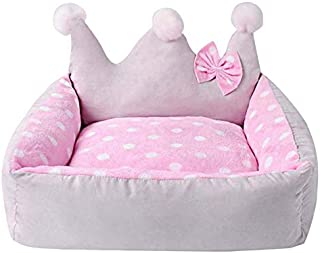 AOOGPLRUM Dog Bed Crown Shape with Bow Winter Dog nest Camas para perro Cute Fashion Teddy Dog Small pet Bed 504525 (3,504525cm)