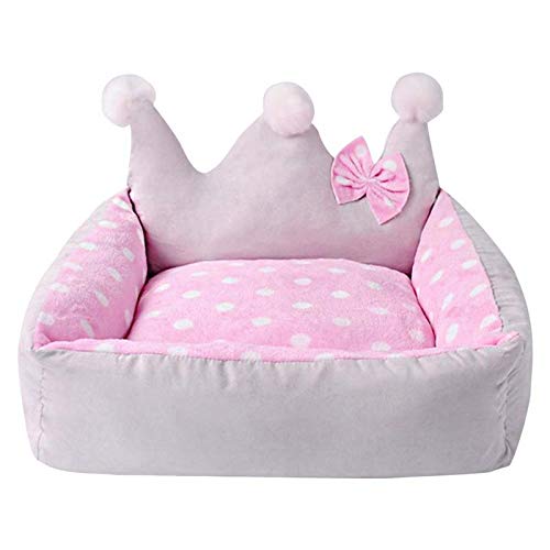 AOOGPLRUM Dog Bed Crown Shape with Bow Winter Dog nest Camas para perro Cute Fashion Teddy Dog Small pet Bed 504525 (3,504525cm)