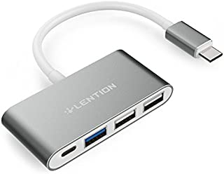 LENTION 4-in-1 USB-C Hub with Type C, USB 3.0, USB 2.0 Compatible 2020-2016 MacBook Pro 13/15/16, New Mac Air/Surface, ChromeBook, More, Multiport Charging & Connecting Adapter (CB-C13, Space Gray)