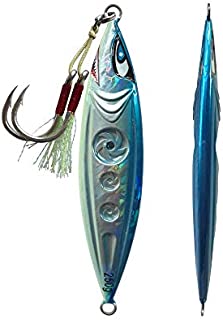 Otomin 1pc/4pcs Vertical Saltwater Slow Jigging Fishing Spoons with Hooks Pitching Lures Jigs Jigging Fishing Artificial Baits 5.29oz 7.05oz 8.82oz (Blue, 1pc 150g)