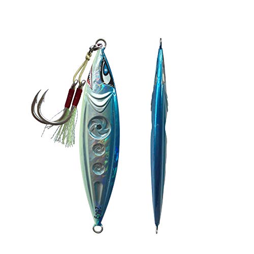 Otomin 1pc/4pcs Vertical Saltwater Slow Jigging Fishing Spoons with Hooks Pitching Lures Jigs Jigging Fishing Artificial Baits 5.29oz 7.05oz 8.82oz (Blue, 1pc 150g)