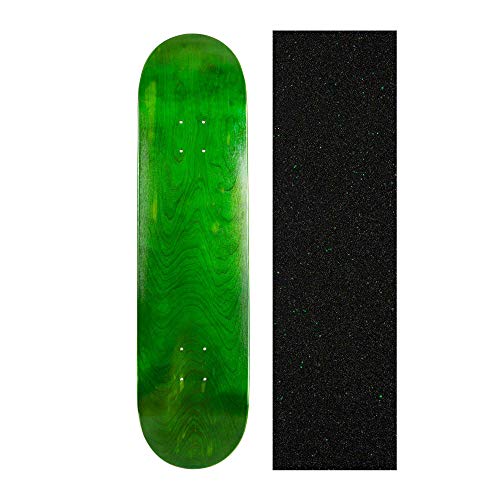 Cal 7 Blank Skateboard Deck with Mob Green Glitter Grip Tape | Maple Deck for Skating (7.75 inch, Green)