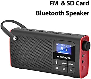 Avantree Portable FM Radio with Bluetooth Speaker and SD Card Player 3-In-1, MP3 Player with Headphones Socket, Auto Scan Save, LED Display, Rechargeable Battery Transistor Radio (No Am) - SP850