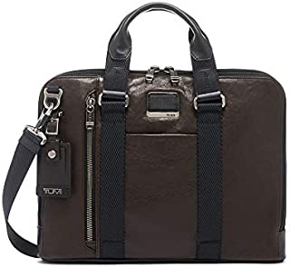 TUMI - Alpha Bravo Aviano Leather Laptop Slim Brief Briefcase - 15 Inch Computer Bag for Men and Women - Dark Brown