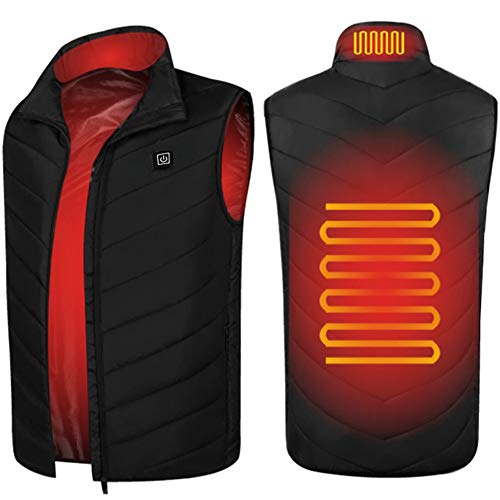 SH-JS Heated Vest for Men Lightweight USB Charging Electic Heated Jacket Washable Warm Vest for Outdoor Camping Hiking Golf(Battery not Included)