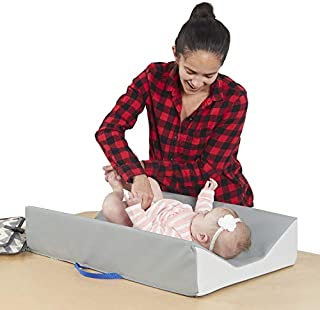 FDP SoftScape Ultra-Soft Daycare Baby and Infant Contoured Changing Pad, Non-Slip Bottom, Built-in Handle Easy to Transport Travel - Gray TopLight Gray