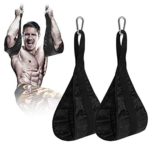 GYMTOP 1Pair Ab Straps Gym Hanging Fitness Sling Abdominal Straps with Quick Locks for Pull Up Fitness (Black) (Black)