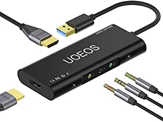 Capture Card, uoeos HDMI to USB 3.0 Game Video Capture Live Streaming 1080P 60fps Audio Video HDMI Capture Card Compatible with Windows, Mac OSX, Linux