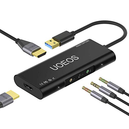 Capture Card, uoeos HDMI to USB 3.0 Game Video Capture Live Streaming 1080P 60fps Audio Video HDMI Capture Card Compatible with Windows, Mac OSX, Linux