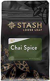 Stash Tea Chai Spice Black Loose Leaf Tea 3.5 Ounce Bag, Loose Leaf Premium Black Tea Blended with Invigorating, Warming Spices, Drink Chai Tea Hot or Iced