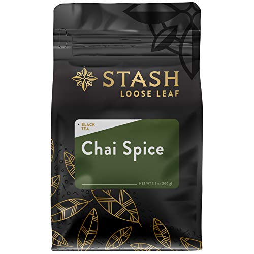 Stash Tea Chai Spice Black Loose Leaf Tea 3.5 Ounce Bag, Loose Leaf Premium Black Tea Blended with Invigorating, Warming Spices, Drink Chai Tea Hot or Iced