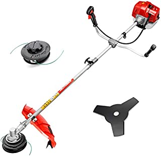 51.7CC Grass String Trimmers Gas Straight Shaft Brush Cutter Gasoline Powered Grass Weed Trimmer Straight Shaft Gas Weeder Eater Cutter(Red)