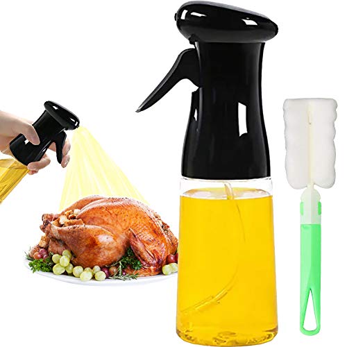 Oil Sprayer Mister Olive Oil Spritzer for Air Fryer Cooking Spray Bottle 210ml/7oz Kitchen Gadgets for BBQ Frying Salad Roasting (Black)