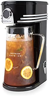 Nostalgia CI3BK Iced Coffee Maker and Tea Brewing System, Glass Pitcher, 3 quart, Black