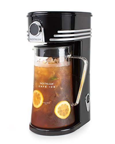 Nostalgia CI3BK Iced Coffee Maker and Tea Brewing System, Glass Pitcher, 3 quart, Black