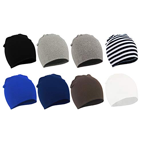 Zando Baby Cotton Beanies for Boys Toddler Knit Hats Cute Warm Infant Beanies for Baby Girls Newborn Caps for Baby Boy 8 Pack 2S Small (0-12 months)