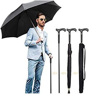 Lynkaye Walking Cane Umbrella 2-in-1 Windproof Walking Sticks Crutch Umbrella,Heavy Duty Frame,Lightweight - Umbrella Cane,Great Gift for Birthday,Christmas,Father's Day,Men,Women