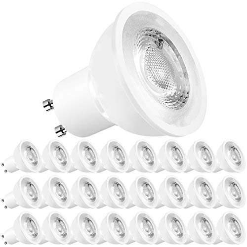 Luxrite MR16 GU10 LED Bulbs Dimmable, 50W Halogen Equivalent, 4000K Cool White, 500 Lumens, 120V Spotlight LED Bulb GU10, Enclosed Fixture Rated, Perfect for Landscape or Home Lighting (16 Pack)