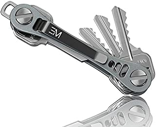 Compact Key Holder Premium (Aircraft Grade Aluminum) - Smart Keychain Organizer - Unique Style Pocket Clip Design (Gray Blue)