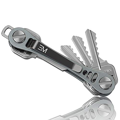 Compact Key Holder Premium (Aircraft Grade Aluminum) - Smart Keychain Organizer - Unique Style Pocket Clip Design (Gray Blue)