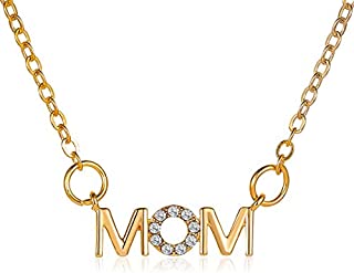 New Mom Choker Necklaces For Women Wife Gold Minimalist Simple Dainty Zircon Letters Charm Clavicle Necklace For Mum Mommy Mom's Birthday Present Mother's Day Gift