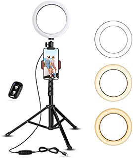 Selfie Ring Light with Tripod Stand & Cell Phone Holder for Live Stream/Makeup, UBeesize Mini Led Camera Ringlight for YouTube Video/Photography