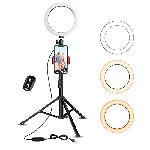 Selfie Ring Light with Tripod Stand & Cell Phone Holder for Live Stream/Makeup, UBeesize Mini Led Camera Ringlight for YouTube Video/Photography