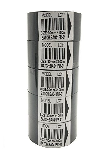 BAOSHISHAN 5 Rolls Hot Stamp Ribbon Thermal Transfer Ribbon 30mm x 100m for Date Coder Hot Stamp Printer HP-241 241B 241S TJ-08 DY-8 DY-6 (Black)